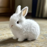 Easter Decorations Bunby - My Realistic Bunny Toy Bunbi Realistic Bunny Realistic Bunny That Moves Jumping Twitching and Ears Handmade Interactive Fun (White)